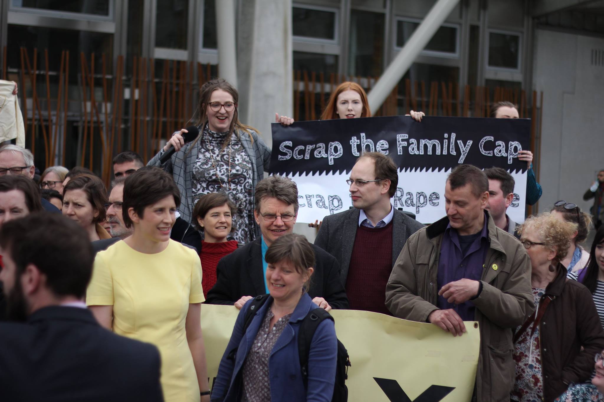 Campaigners outside holyrood against the family cap
